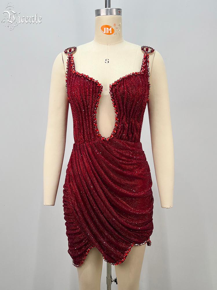 VC 2026 Mini Abito Sexy Rosso  - Sparkly Rhinestone Club Party Dress recensione e prezzo