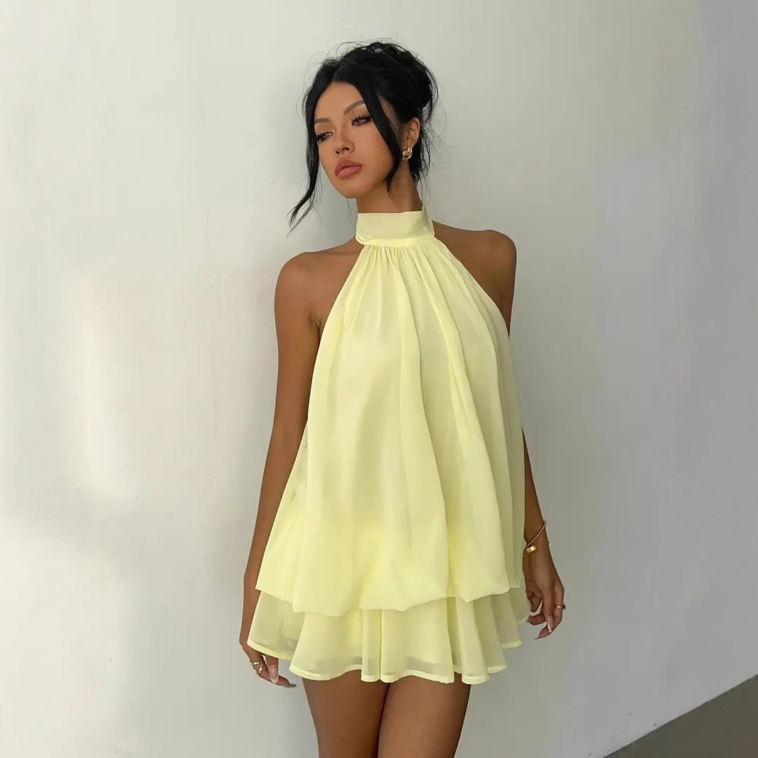 Abito da donna con scollo all' - Y2K Backless Halter Mini Dress recensione e prezzo