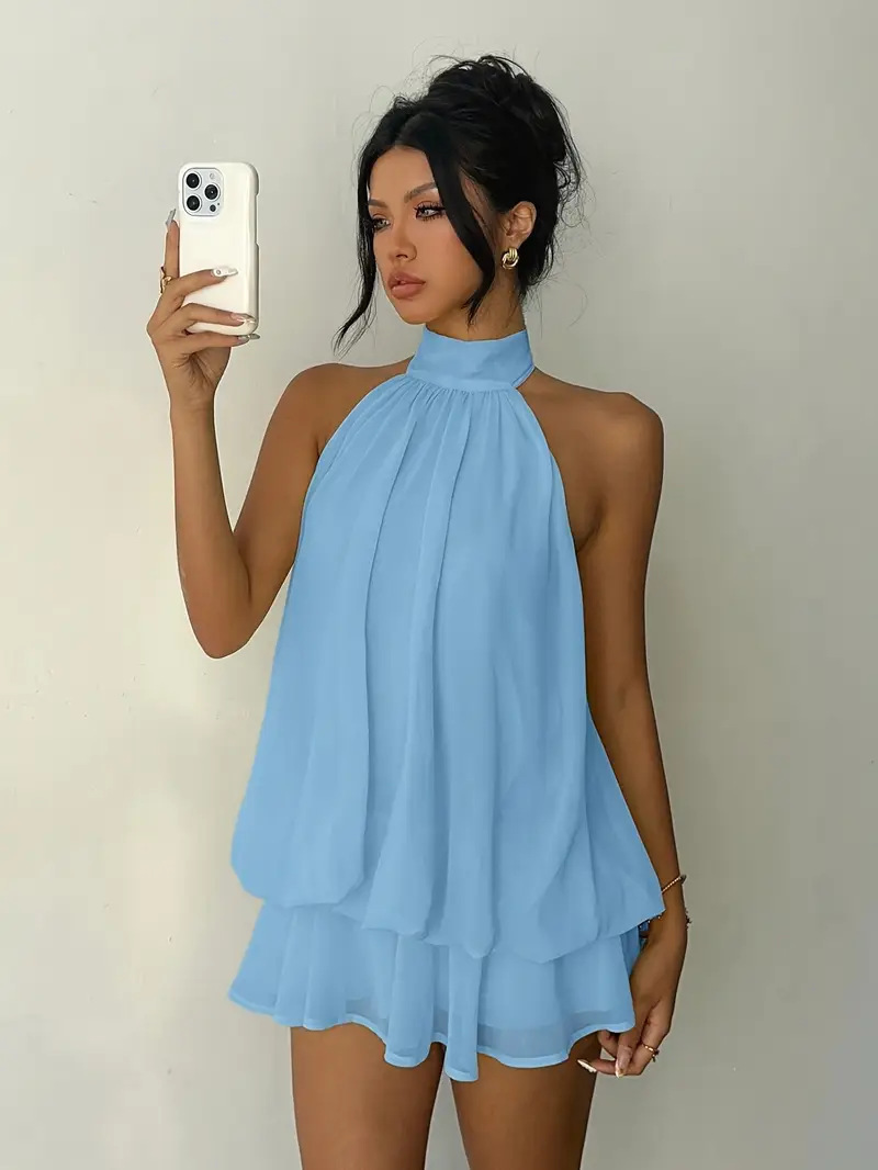 Abito da donna con scollo all' - Y2K Backless Halter Mini Dress recensione e prezzo