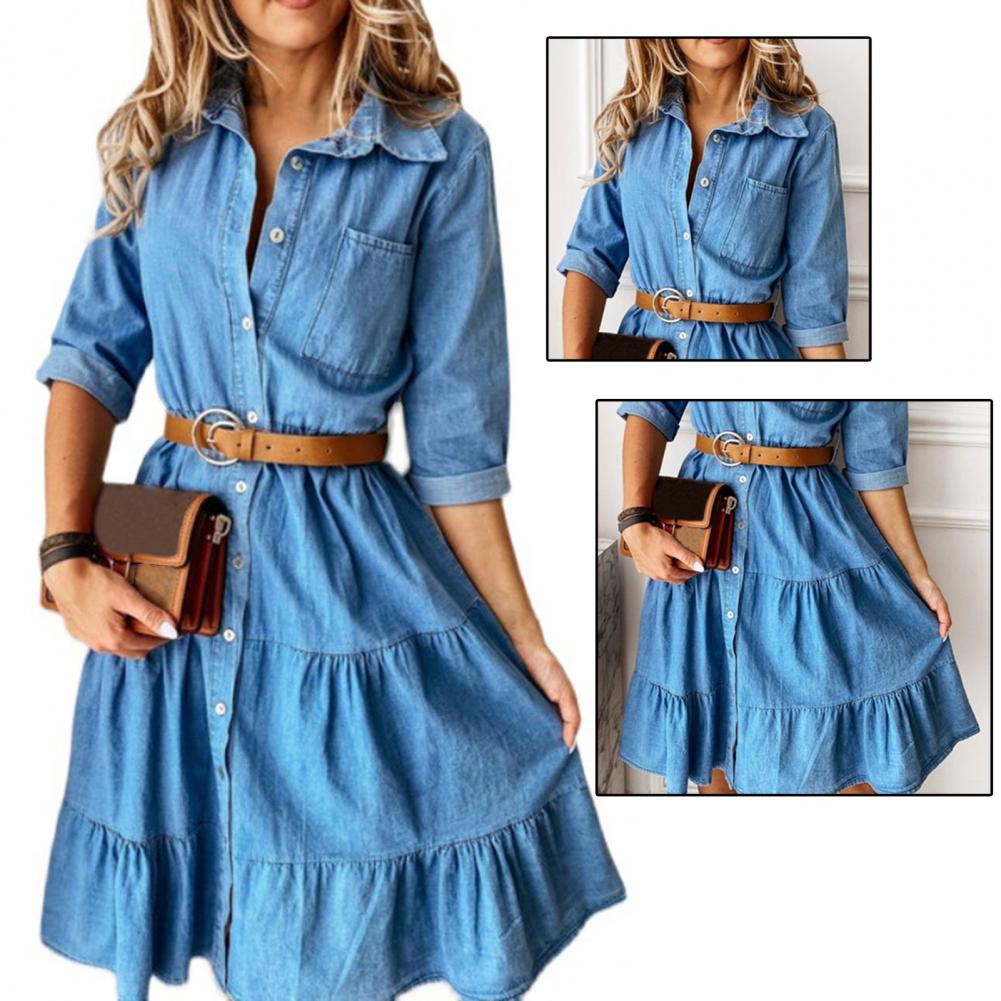 Abito in Denim con Maniche a T - French Vintage Floral Midi Dress recensione e prezzo