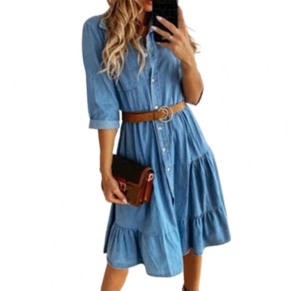 Abito in Denim con Maniche a T - French Vintage Floral Midi Dress recensione e prezzo