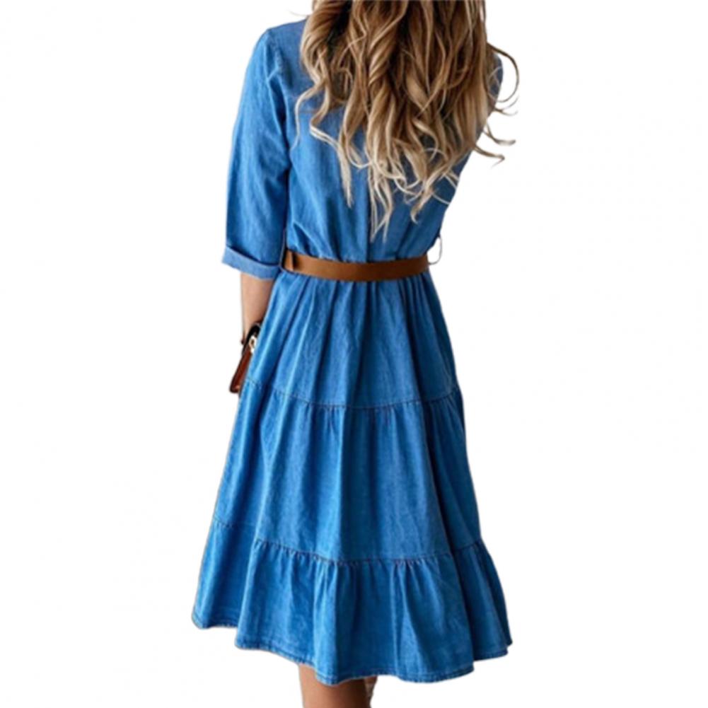 Abito in Denim con Maniche a T - French Vintage Floral Midi Dress recensione e prezzo