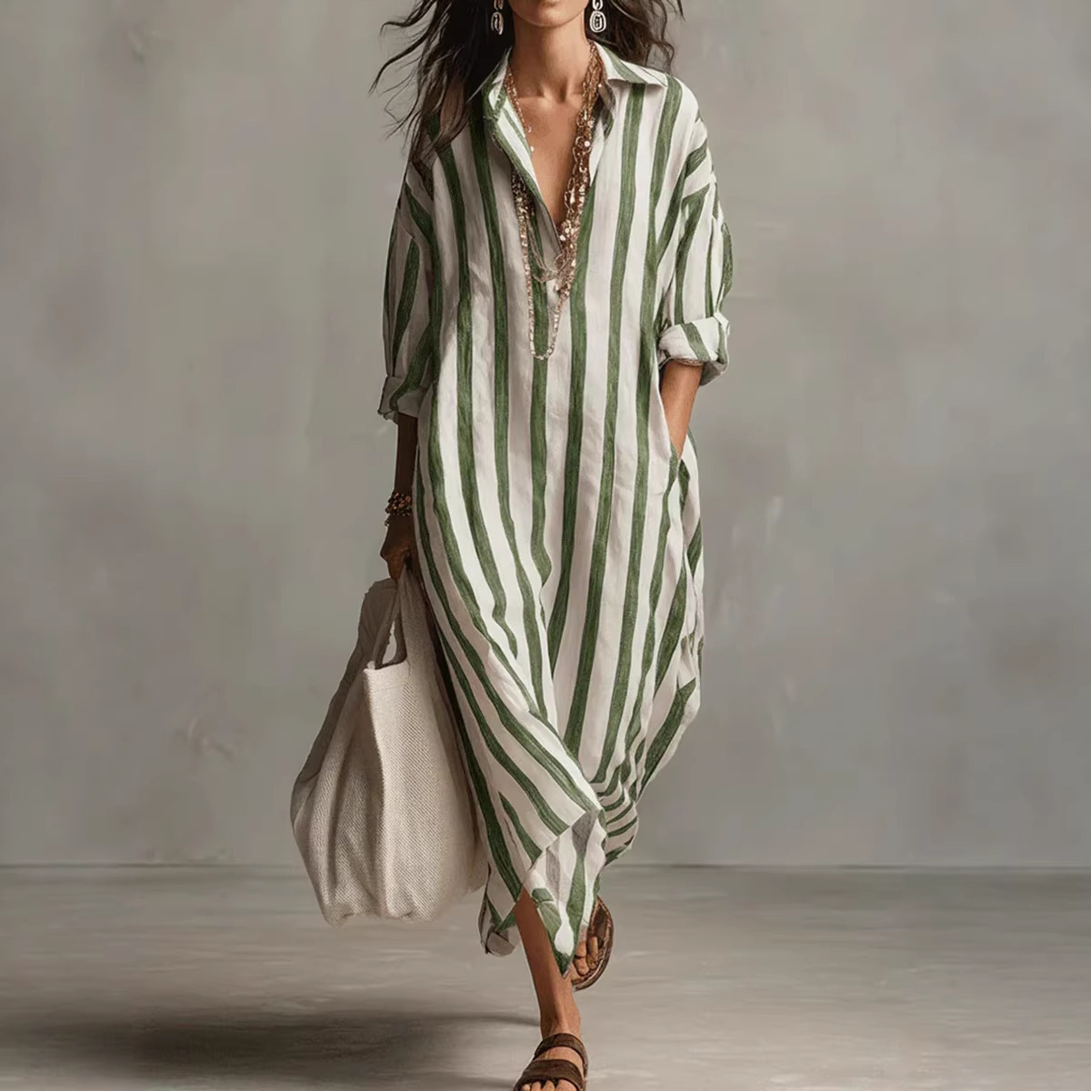 Abito lungo estivo elegante in - Casual Loose Linen Shirt Dress recensione e prezzo