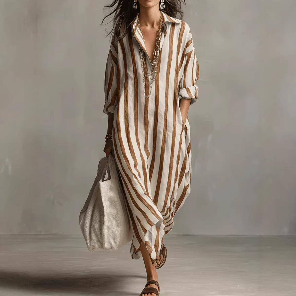 Abito lungo estivo elegante in - Casual Loose Linen Shirt Dress recensione e prezzo