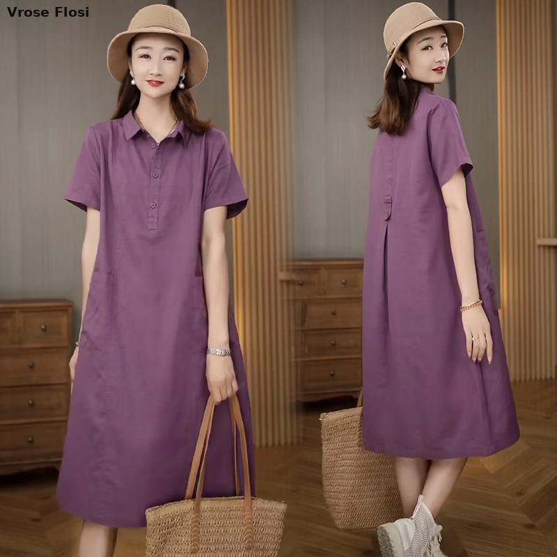 Abito donna estate 2024 nuovo  - Casual Loose Linen Shirt Dress recensione e prezzo