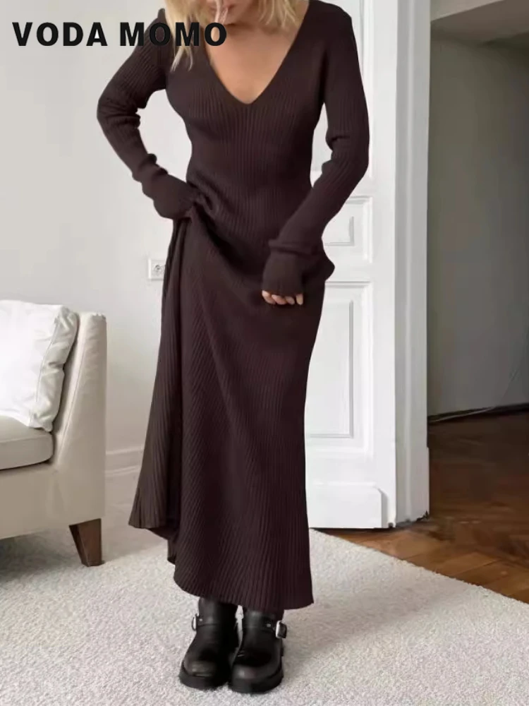 Maniche lunghe Abiti maxi ader - Bodycon Long Sleeve Ribbed Dress recensione e prezzo