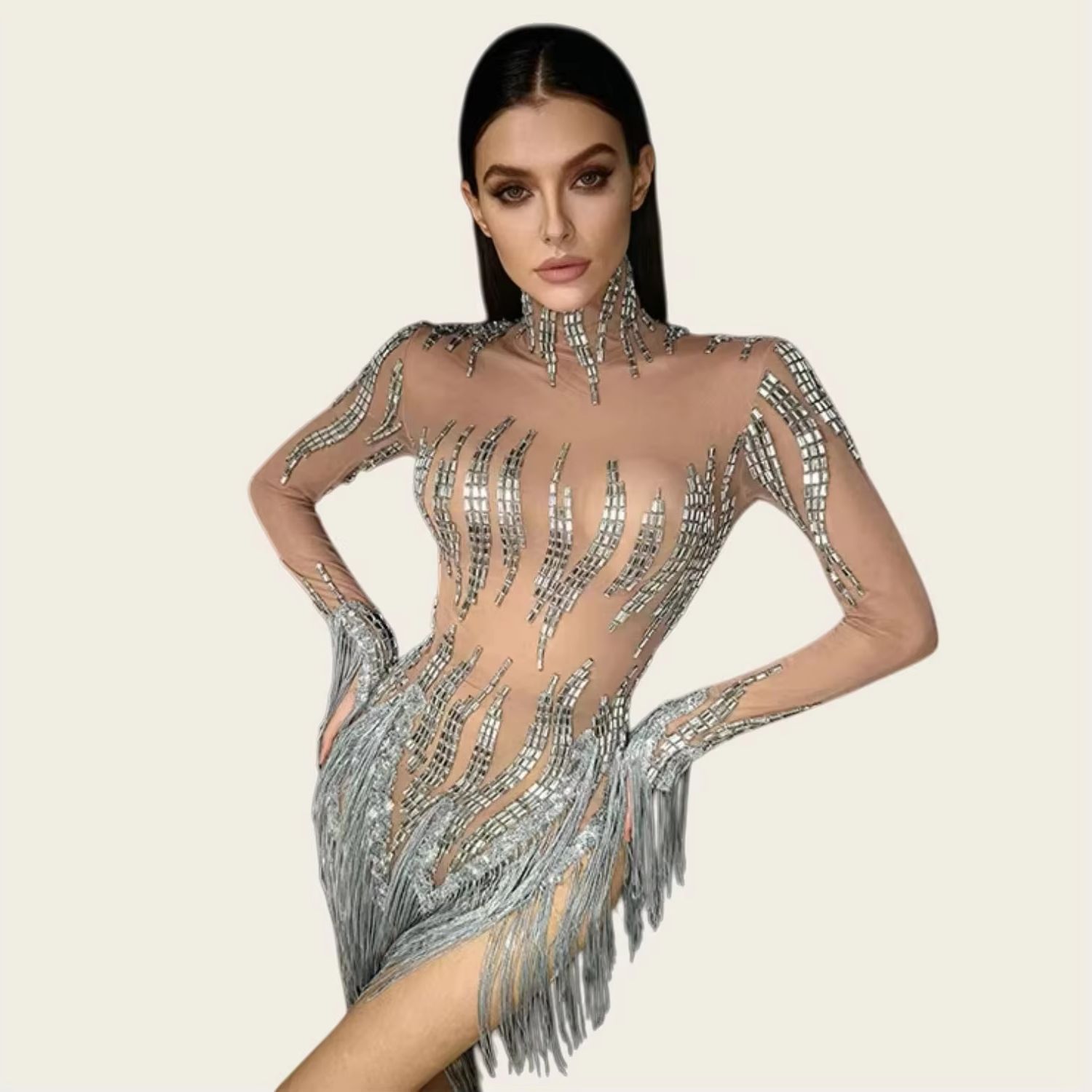 Abiti Corti con Frange di Stra - Sparkly Rhinestone Club Party Dress recensione e prezzo
